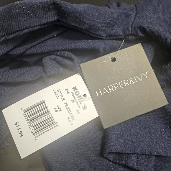 Harper & Ivy XS Navy "Not Today" in white long sleeve t-shirt - Picture 4 of 7